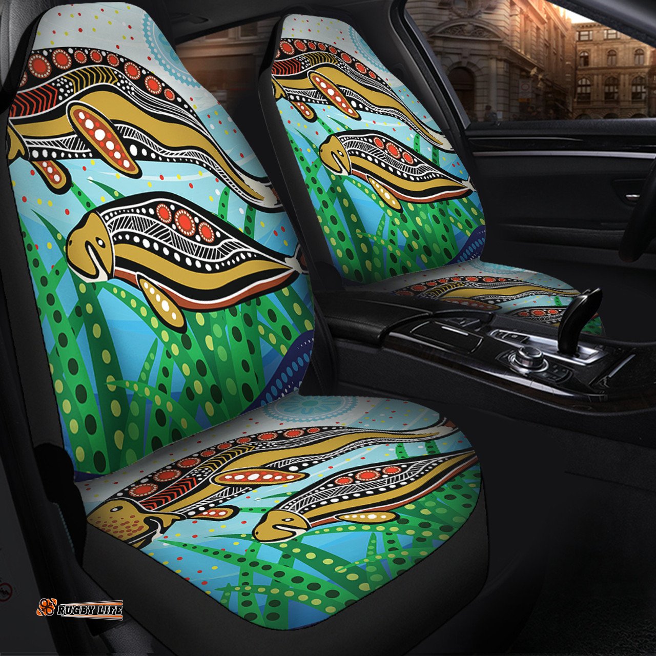 Australia Aboriginal Dugong Aboriginal Artwork With Mother And Baby Car Seat Covers