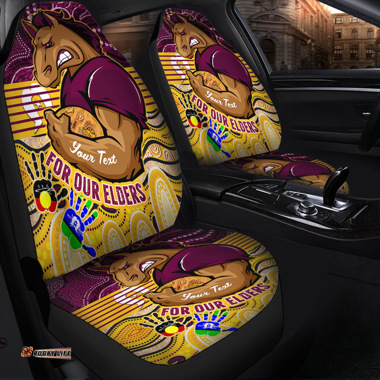 Brisbane Broncos Naidoc Week Custom Brisbane Broncos For Our Elders Aboriginal Inspired Car Seat Covers