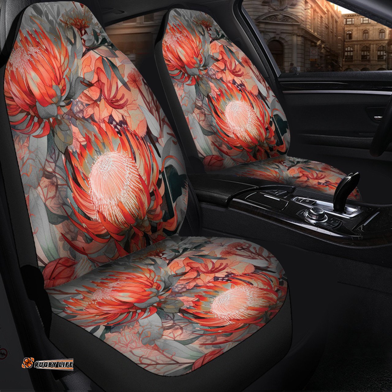 Australia Waratah Red Orange Waratah Flowers Art Car Seat Covers