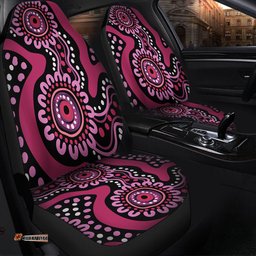 Australia Dot Painting Inspired Aboriginal Pink Flowers Aboriginal Dot Art Car Seat Covers