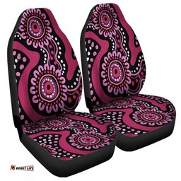 Australia Dot Painting Inspired Aboriginal Pink Flowers Aboriginal Dot Art Car Seat Covers