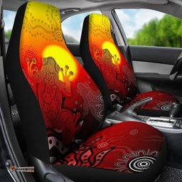 Australia Aboriginal Inspired Indigenous Frog (Red) Car Seat Covers