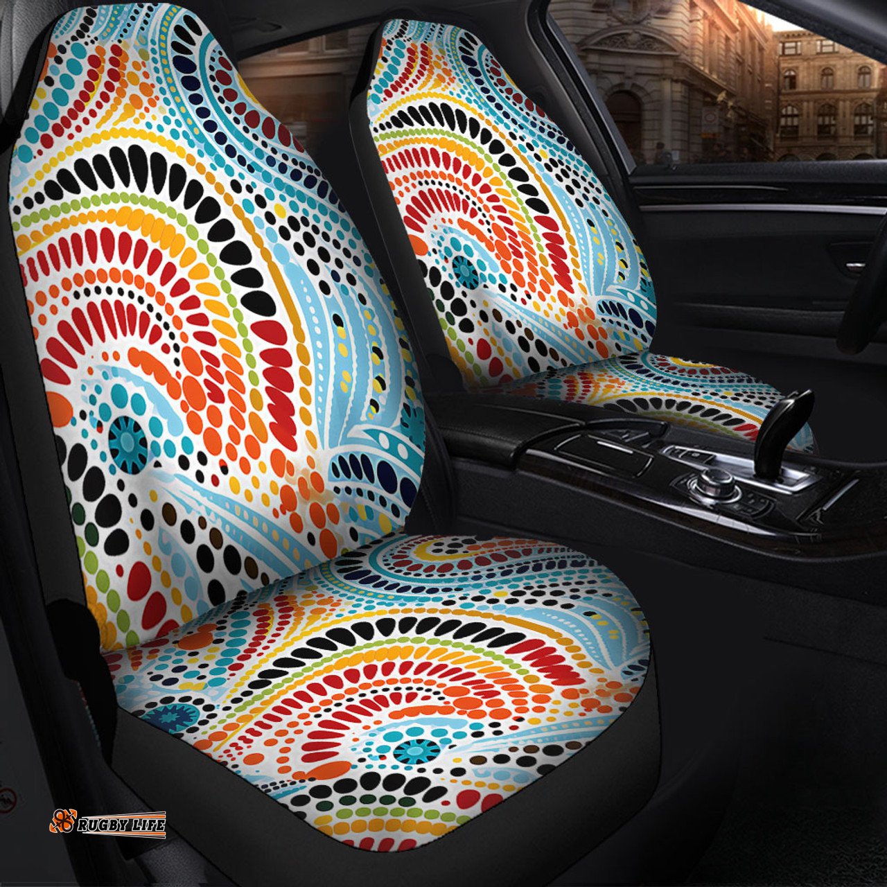 Australia Aboriginal Traditional Australian Aboriginal Native Design (White) Ver 1 Car Seat Covers