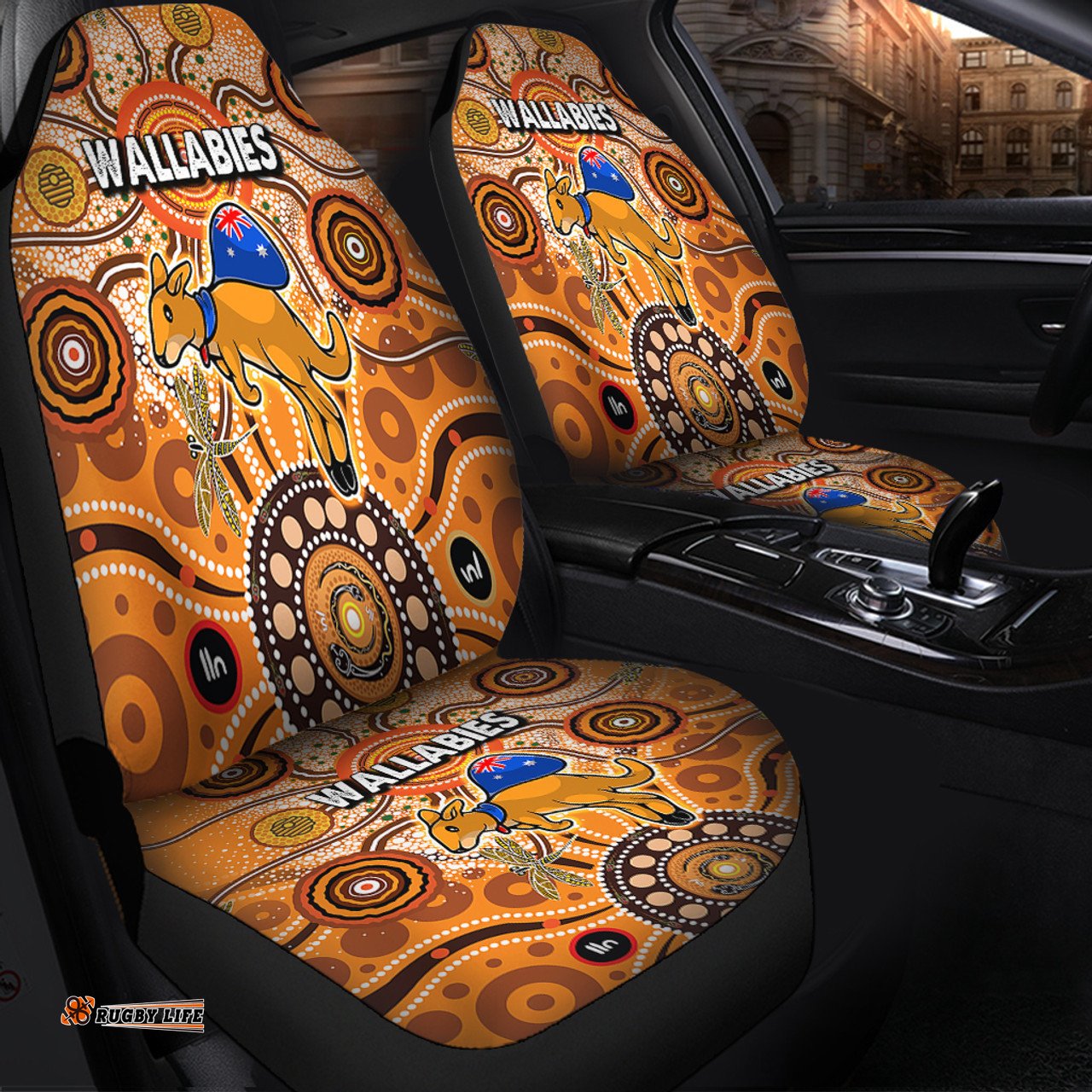 Australia Aboriginal Custom Dragonfly Flies Into Beehive And Snake Circle Car Seat Covers