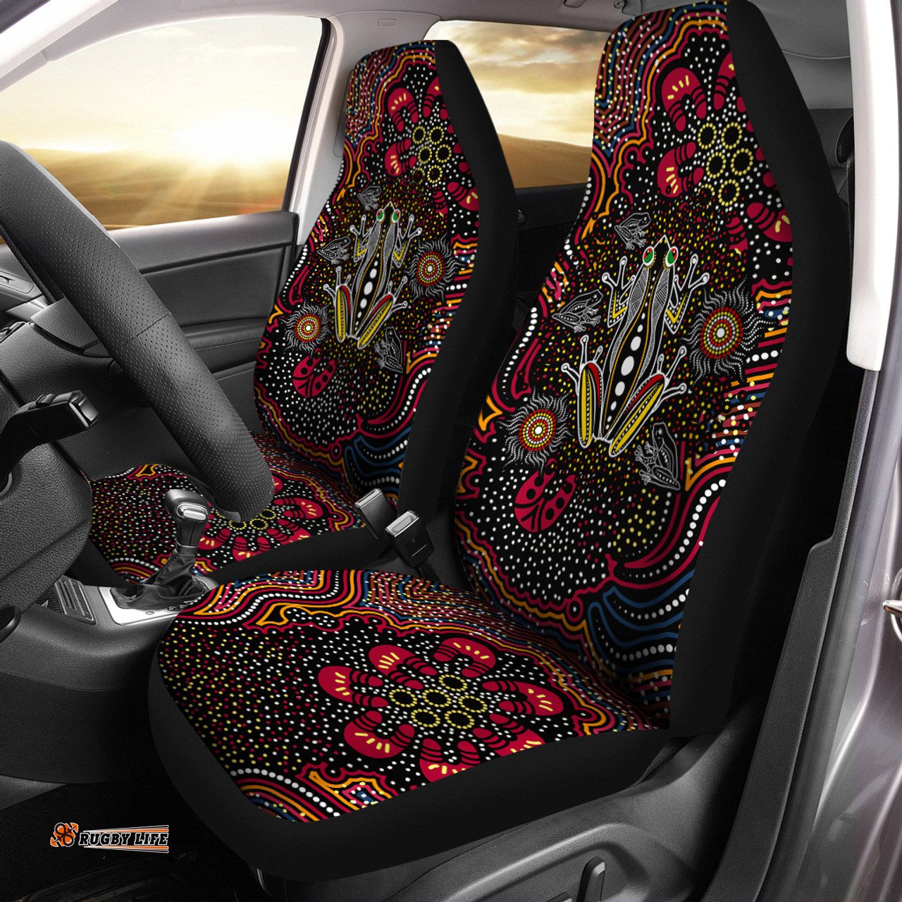 Australia Dreaming Frog Dot Art Painting Car Seat Covers