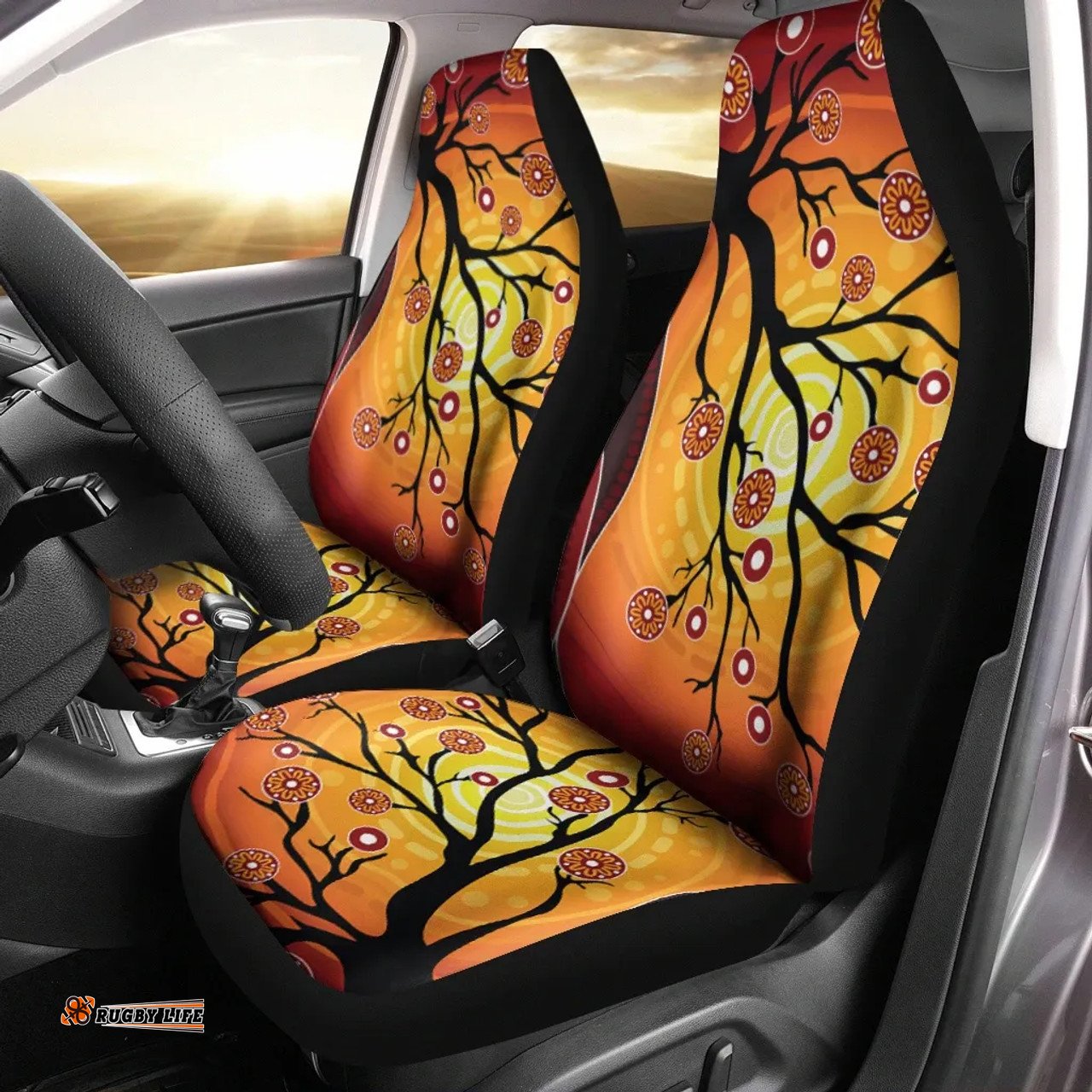 Australia Aboriginal Inspired Tree In Spring Season Car Seat Covers