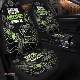 Australia Aboriginal Walking with 3000 Ancestors Behind Me Black and Green Patterns Car Seat Covers