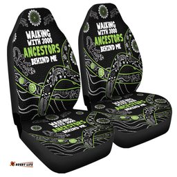 Australia Aboriginal Walking with 3000 Ancestors Behind Me Black and Green Patterns Car Seat Covers