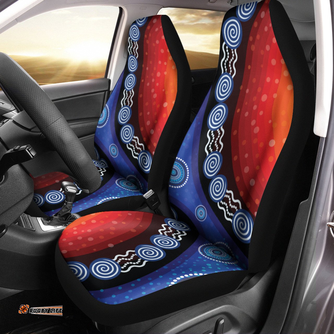 Australia Aboriginal Inspired Color Dot Painting Car Seat Covers