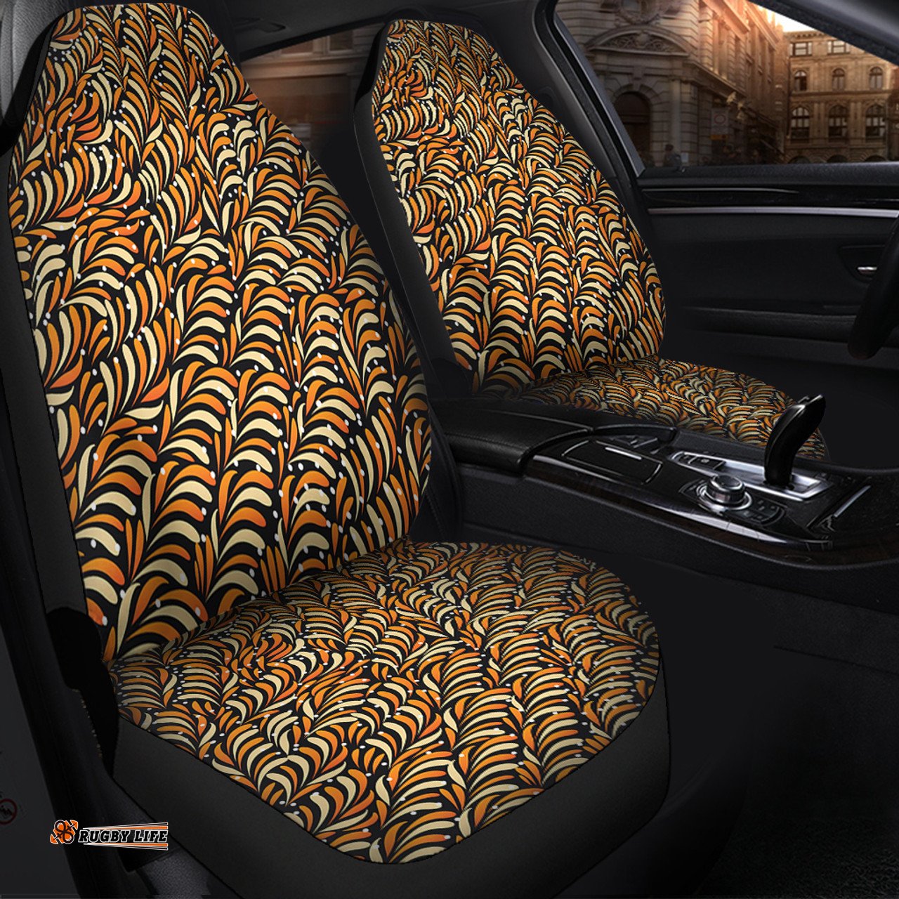 Australia Aboriginal Seamless Bush Leaves Car Seat Covers