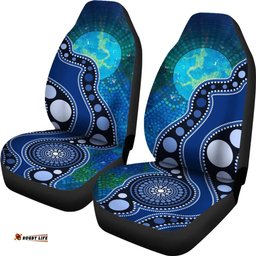 Australia Aboriginal Inspired Australia Indigenous Flag Circle Dot Painting Art (Blue) Car Seat Covers