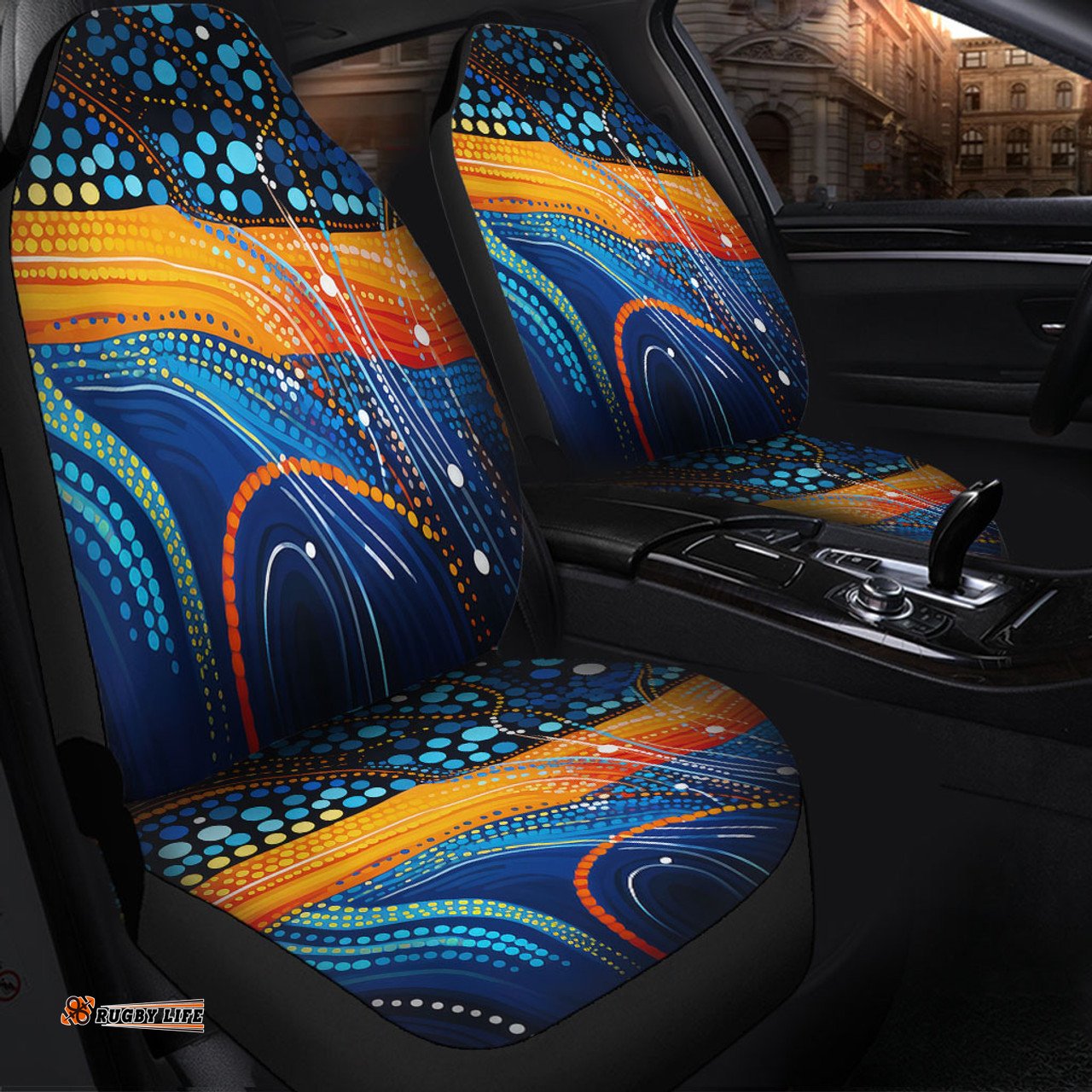 Australia Dreaming Aboriginal Colorful Aboriginal With Indigenous Patterns Inspired Car Seat Covers