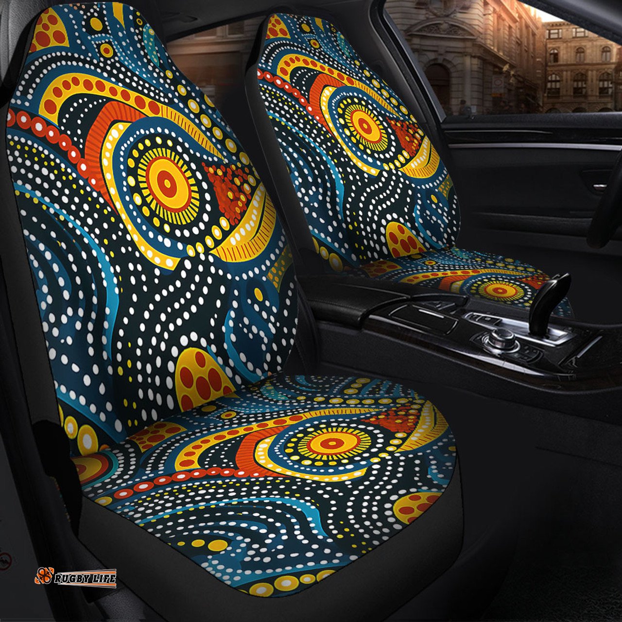 Australia Aboriginal Traditional Australian Aboriginal Native Design (Black) Ver 6 Car Seat Covers