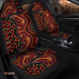 Australia Indigenous dot art Kangaroo with footprints background Car Seat Covers