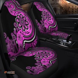 Australia Aboriginal Indigenous Dot Painting Pink Car Seat Covers