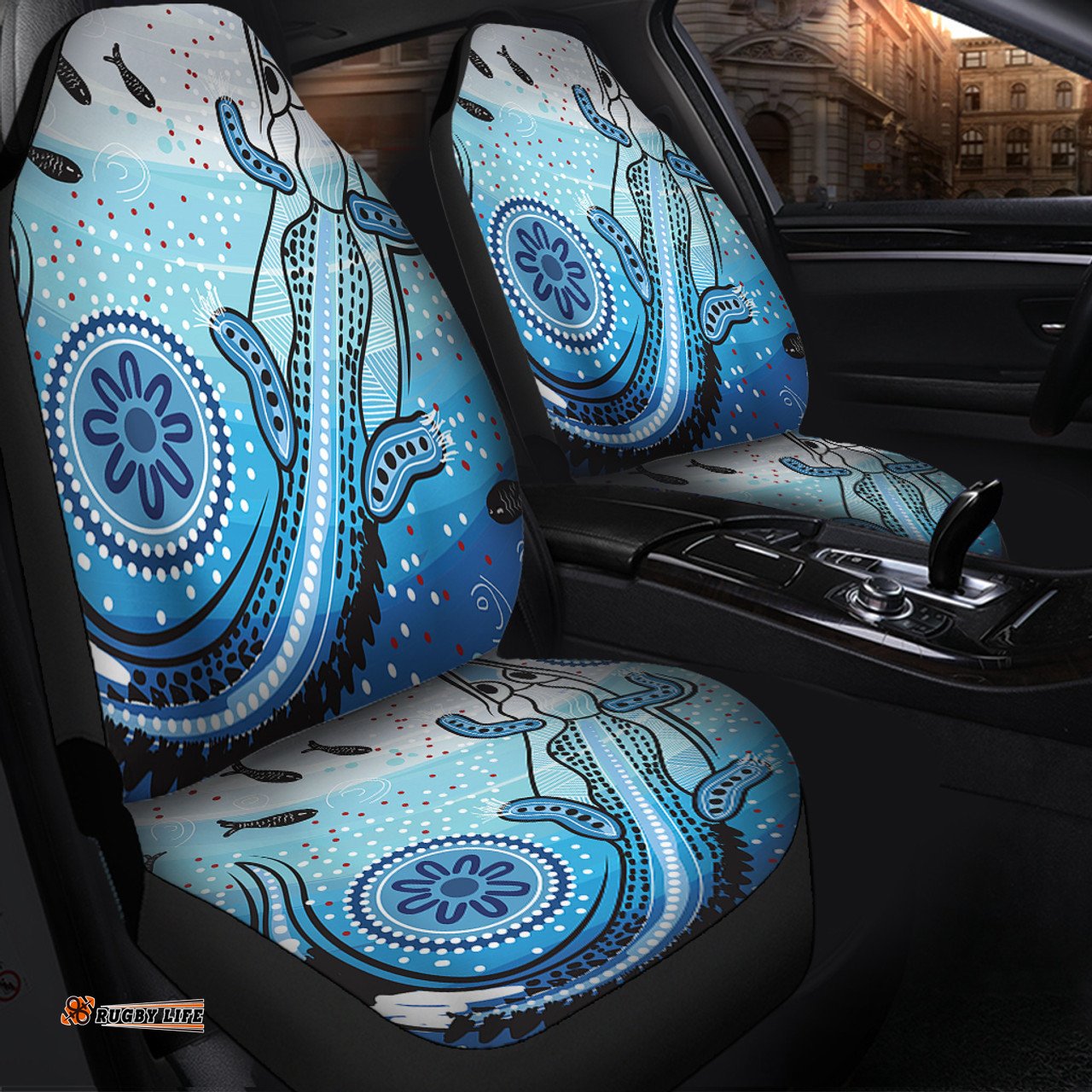 Australia Crocodile Aboriginal Dot Artwork With Crocodile Car Seat Covers