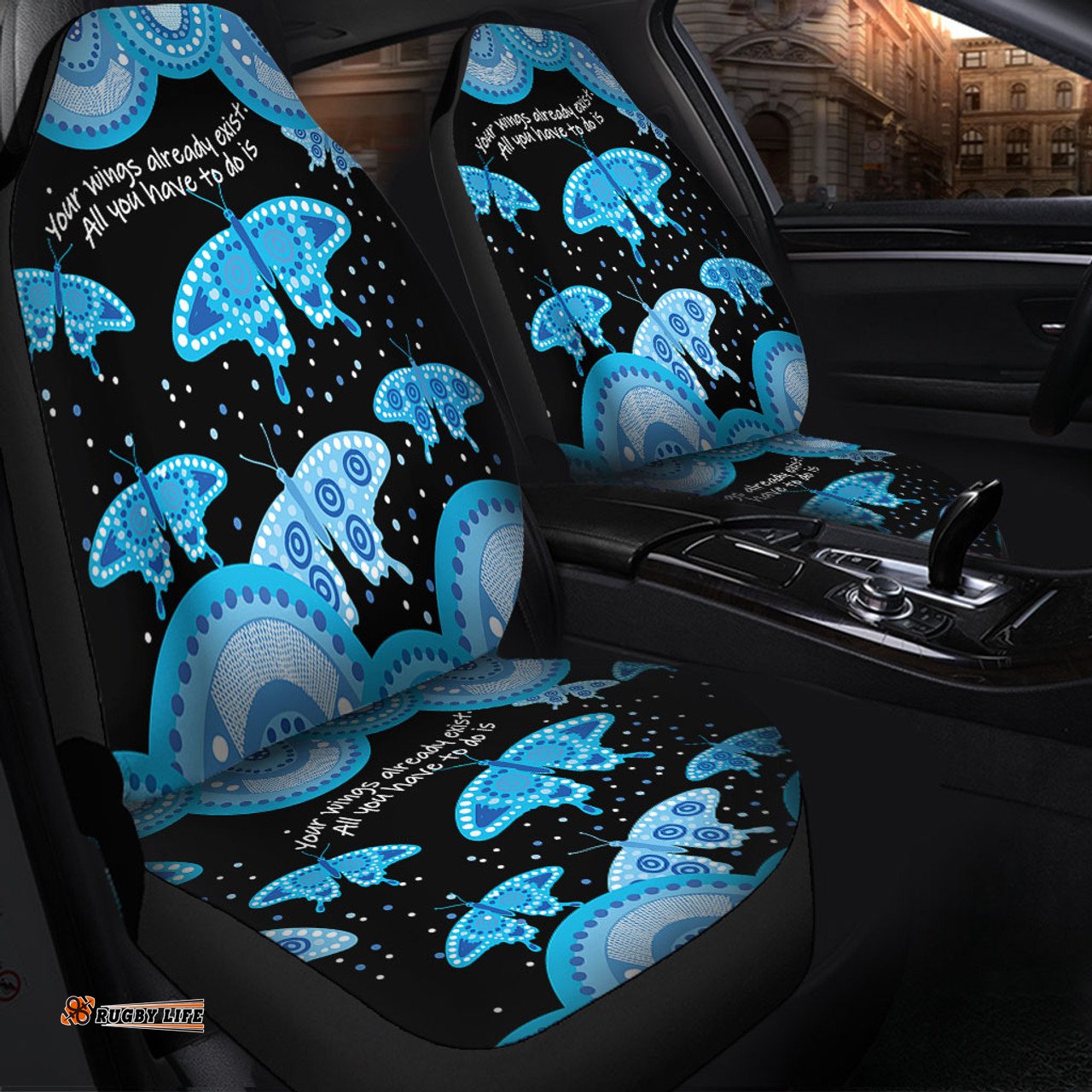 Australia Animals Aboriginal Your Wings Already Exist Aboriginal Blue Butterflies Art Inspired Car Seat Covers
