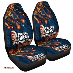 Australia For Our Elders Naidoc Week Snake Aboriginal Painting With Flag (Blue) Car Seat Covers