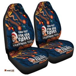 Australia For Our Elders Naidoc Week Snake Aboriginal Painting With Flag (Blue) Car Seat Covers