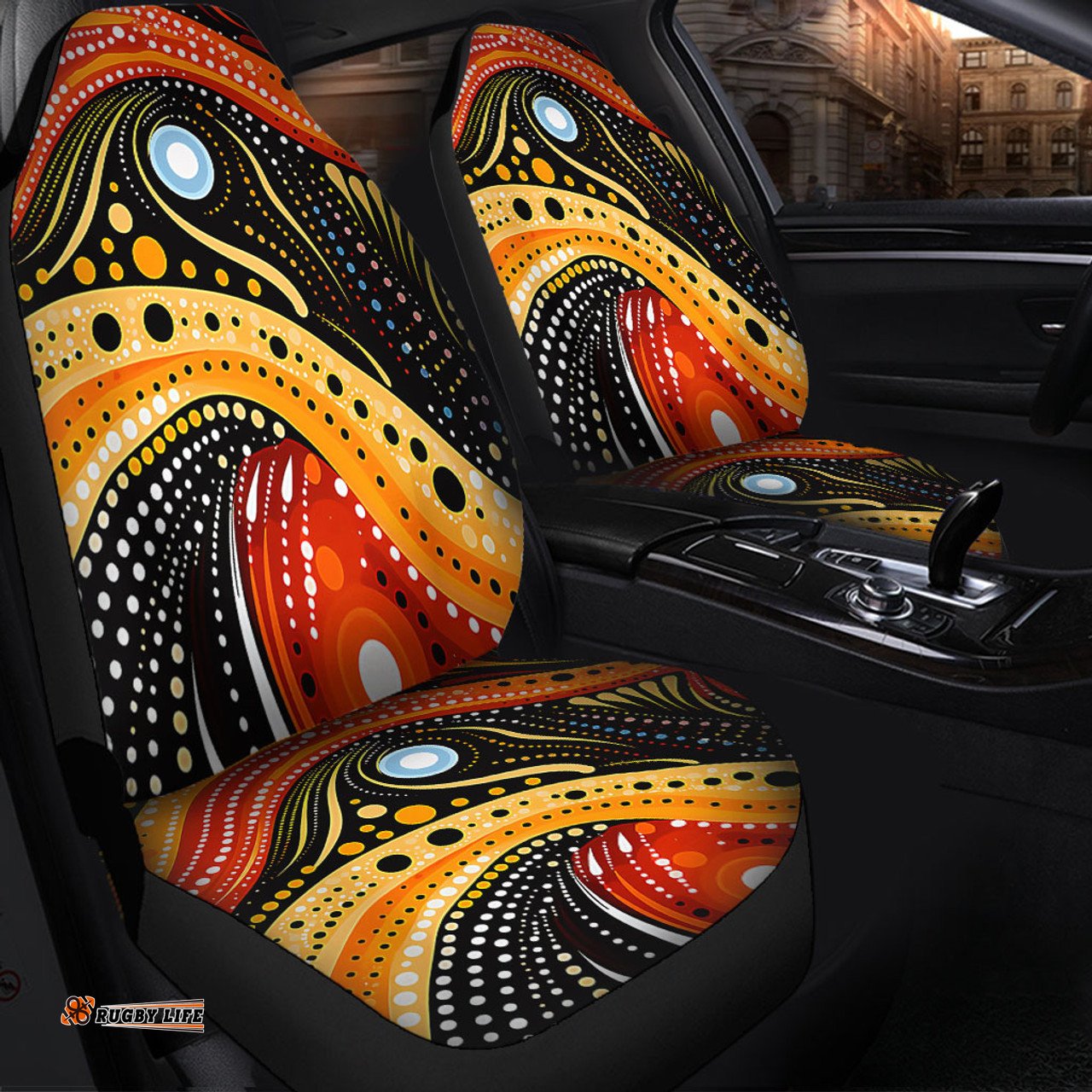 Australia Aboriginal Traditional Australian Aboriginal Native Design (Black) Ver 1 Car Seat Covers