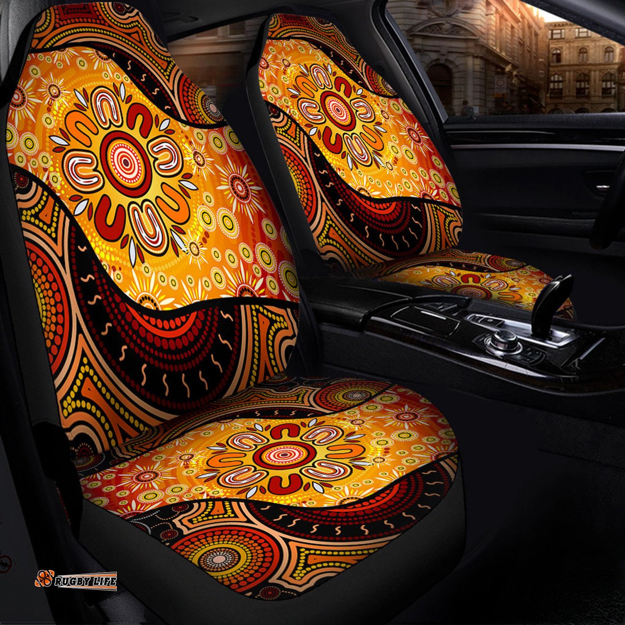Australia Aboriginal Dot Painting Art Style Car Seat Covers