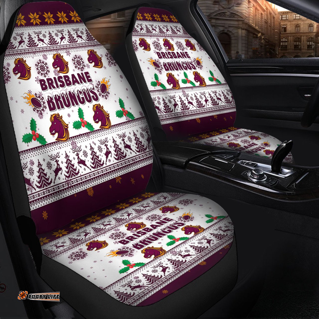 Brisbane Broncos Christmas Brisbane Broncos Special Ugly Christmas Car Seat Covers