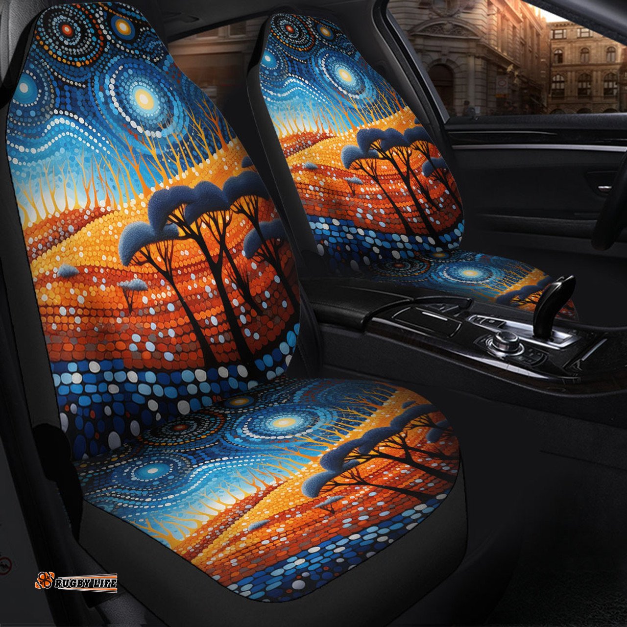 Australia Dreaming Aboriginal Aboriginal Culture Indigenous Land Dot Painting Art Inspired Car Seat Covers