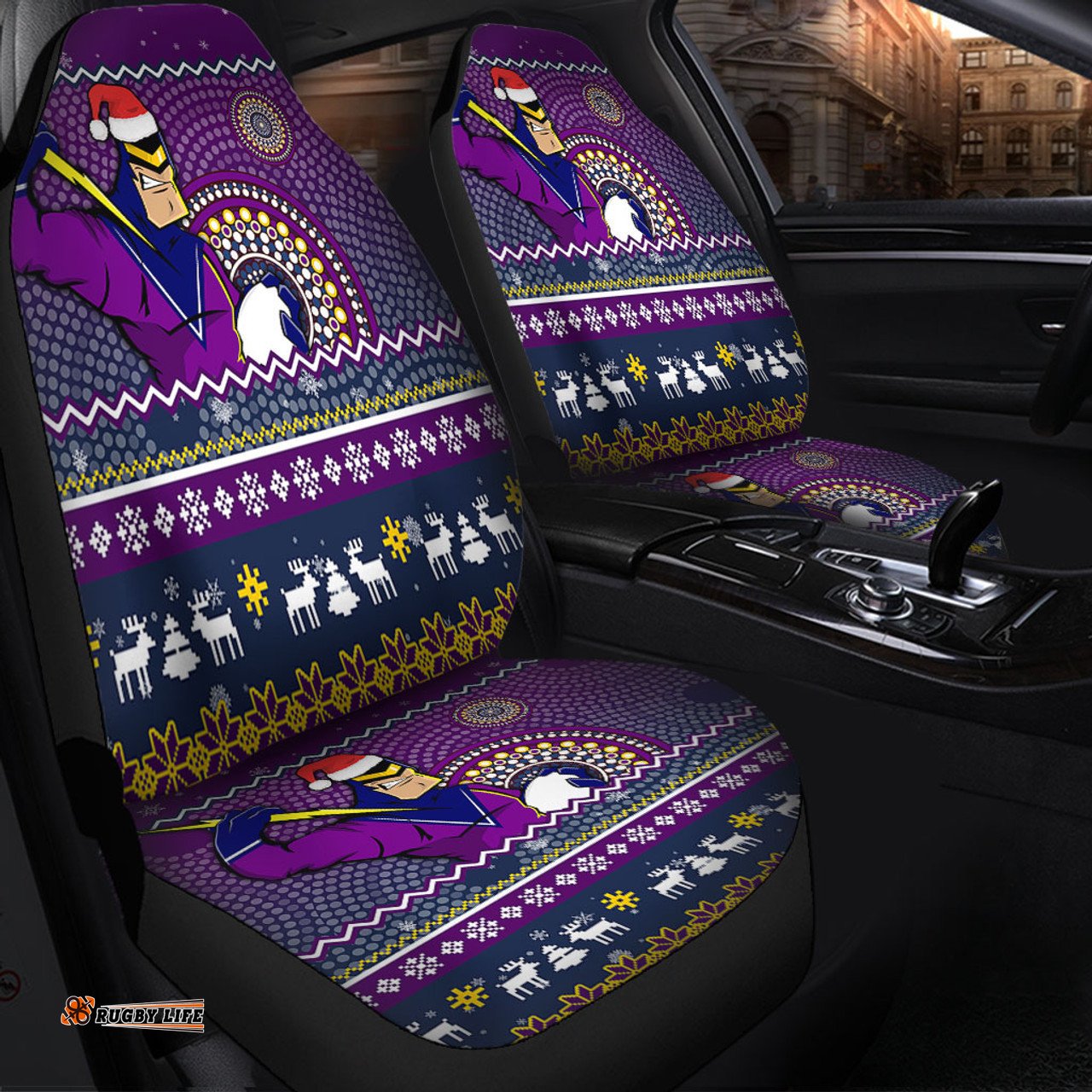 Melbourne Storm Australia Ugly Xmas With Aboriginal Patterns For Die Hard Fans Car Seat Covers