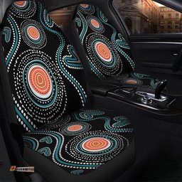 Australia Dot Painting Inspired Aboriginal Aboriginal Green Dot Patterns Art Painting Car Seat Covers