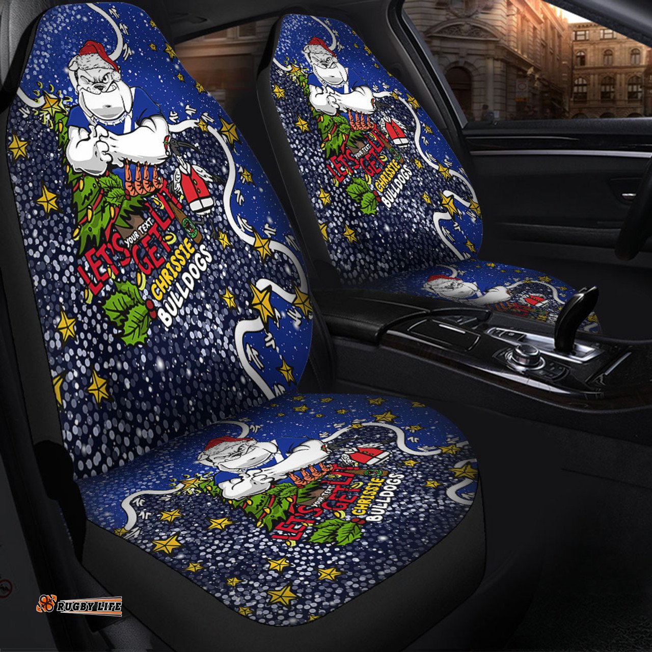 Canterbury Bankstown Bulldogs Christmas Custom Let's Get Lit Chrisse Pressie Car Seat Covers