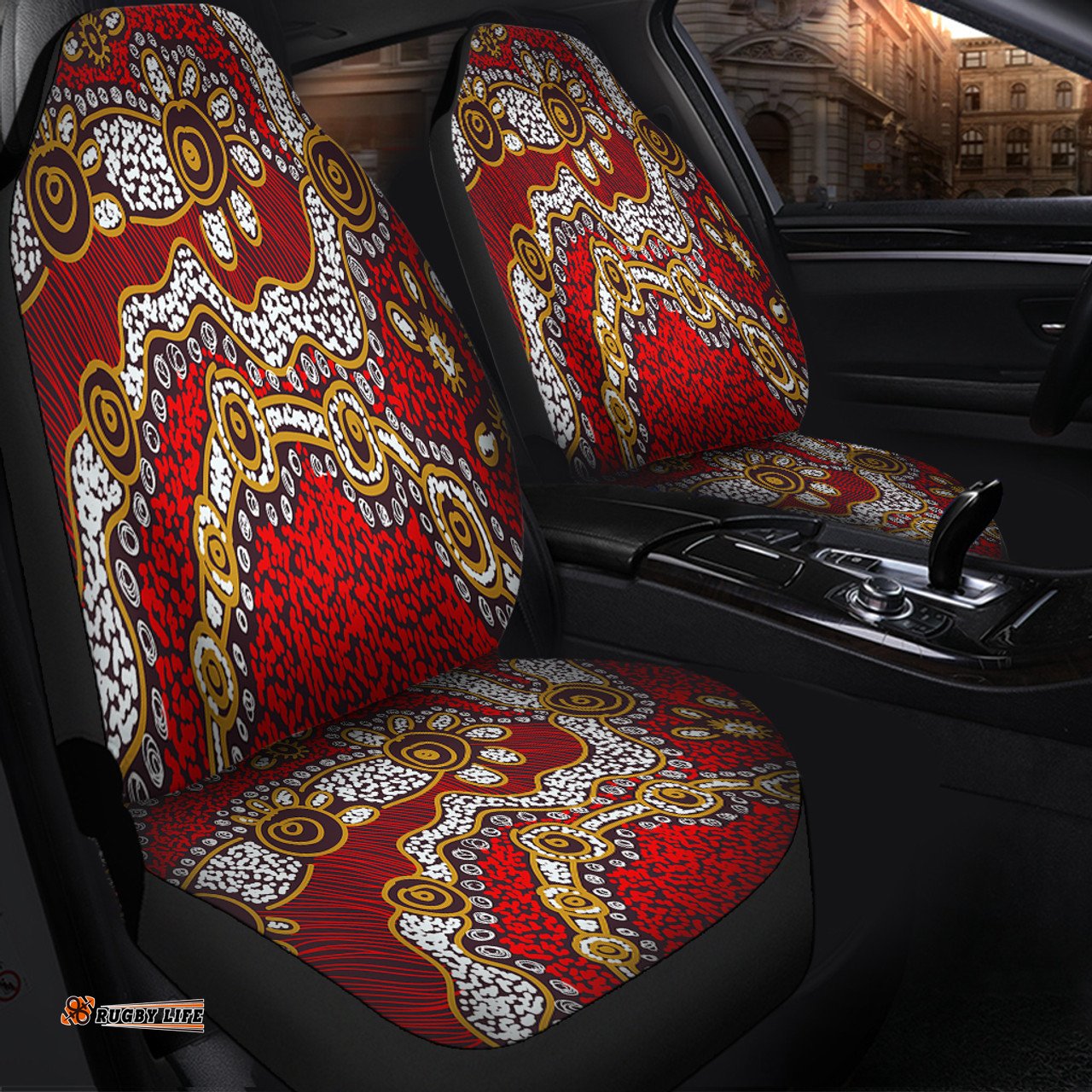 Australia Aboriginal Aboriginal Contemporary Dot Painting Inspired Car Seat Covers