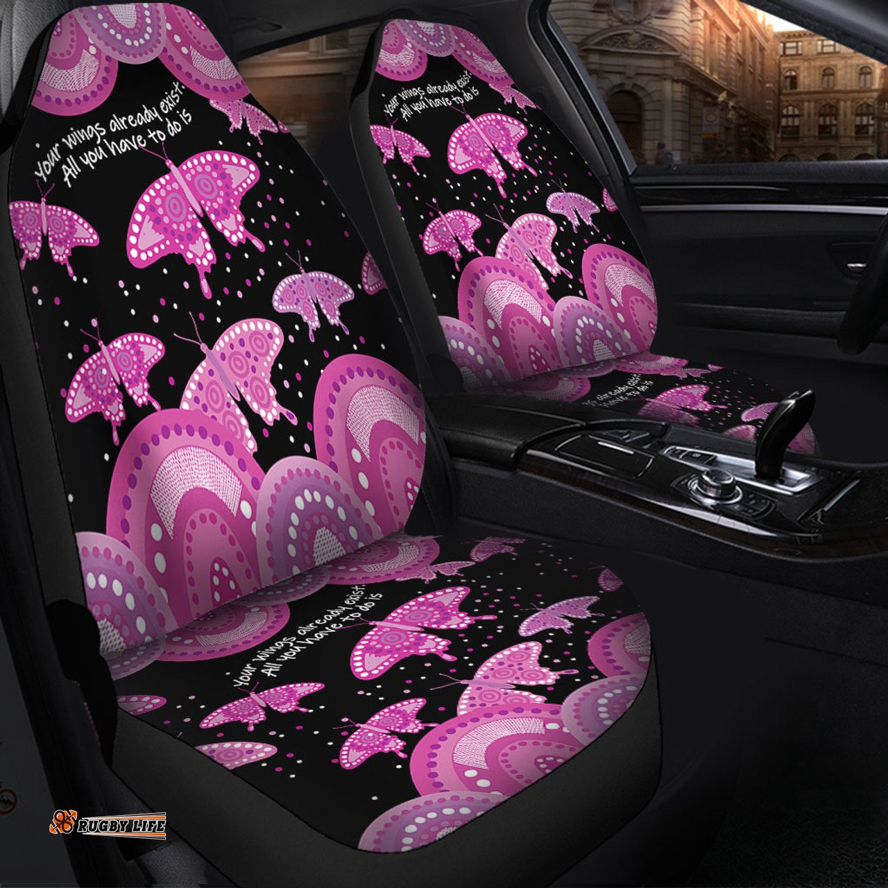 Australia Animals Aboriginal Your Wings Already Exist Aboriginal Pink Butterflies Art Inspired Car Seat Covers