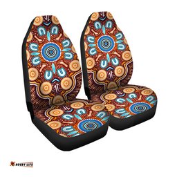 Australia Aboriginal Inspired Indigenous Circle Dot Art Footprints Painting Car Seat Covers