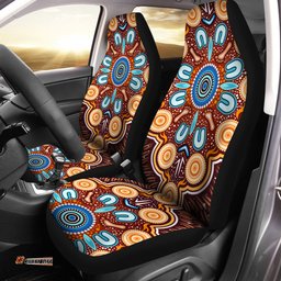 Australia Aboriginal Inspired Indigenous Circle Dot Art Footprints Painting Car Seat Covers