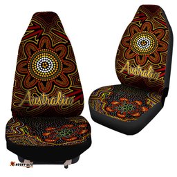 Australia Aboriginal inspired dot art painting with kangaroo footprints Car Seat Covers