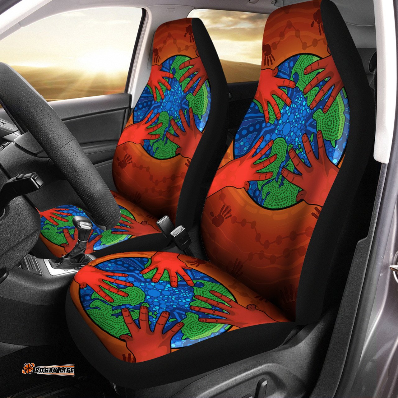 Australia Indigenous Let's Save the planet together Car Seat Covers