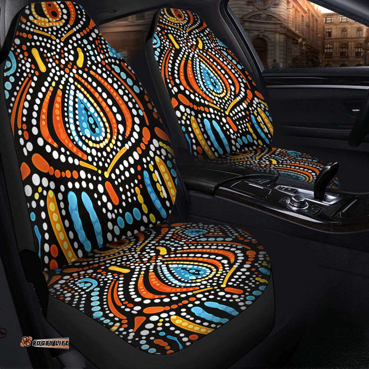 Australia Aboriginal Traditional Australian Aboriginal Native Design (Black) Ver 2 Car Seat Covers