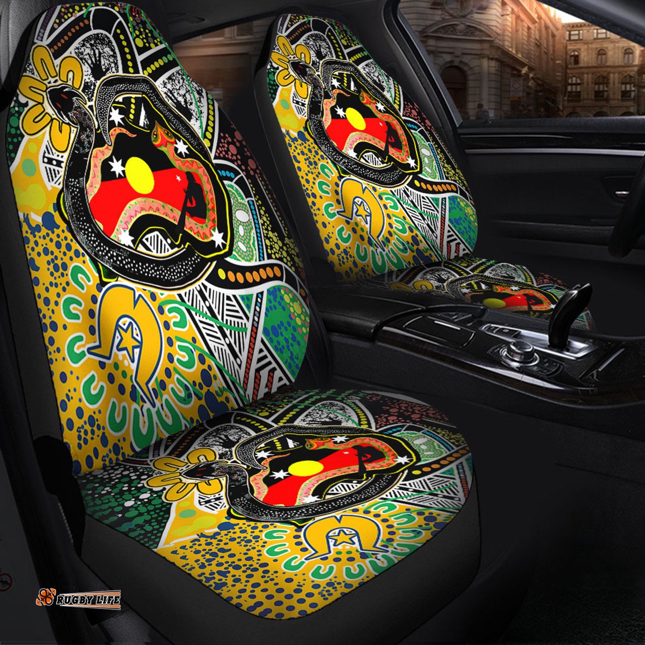 Australia Rainbow Serpent Aboriginal Dreamtime Rainbow Serpent Creates Australia Car Seat Covers