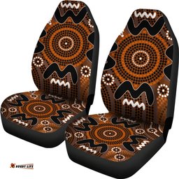 Australia Aboriginal Inspired Boomerang Dot Painting Circle Patterns Flowers Car Seat Covers