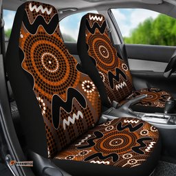 Australia Aboriginal Inspired Boomerang Dot Painting Circle Patterns Flowers Car Seat Covers