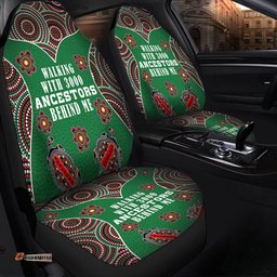 Australia Aboriginal Walking with 3000 Ancestors Behind Me Green Patterns Car Seat Covers