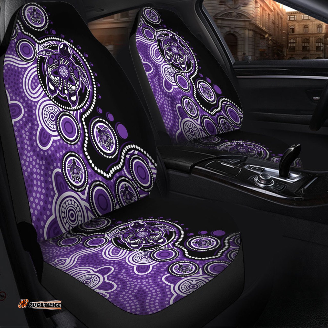 Australia Indigenous Turtle Aboriginal Dot Art Purple Car Seat Covers