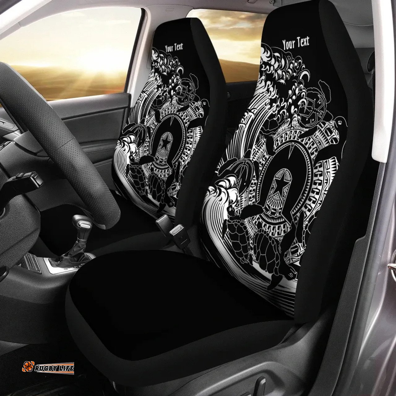 Australia Torres Strait Islands Inspired Torres Strait Islands in Wave (Black) Car Seat Covers