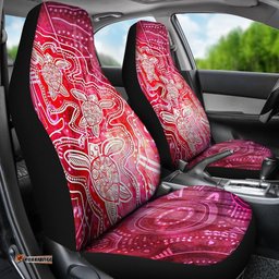 Australia Aboriginal Inspired Sea Turtle With Indigenous Patterns (Pink) Car Seat Covers