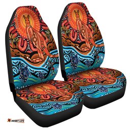 Australia Aboriginal Inspired Kangaroo Dreaming Dot Painting Pattern Car Seat Covers