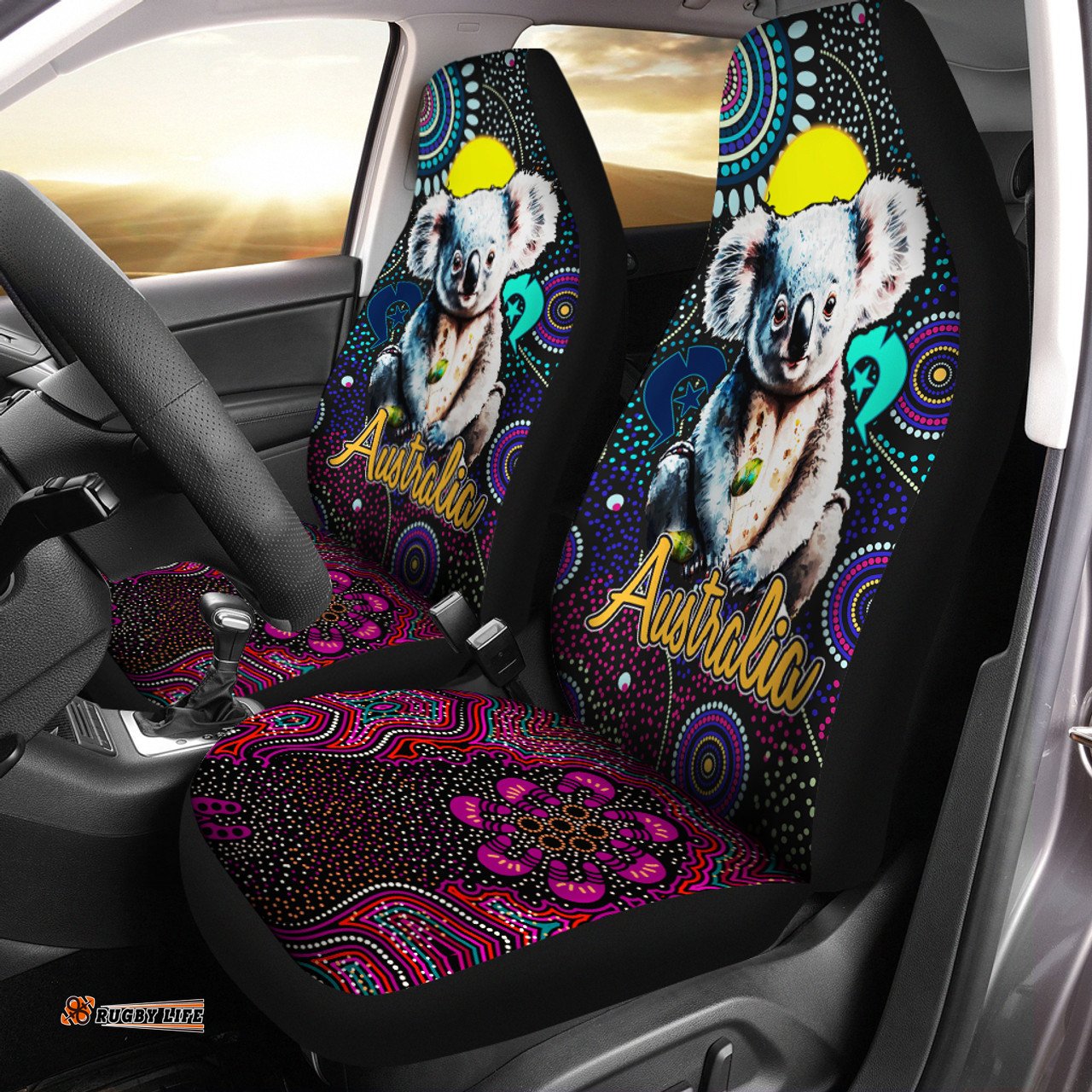 Australia Aussie Koala Indigenous dot art painting Car Seat Covers