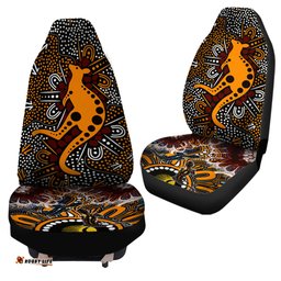 Australia Kangaroo Aboriginal inspired dot art background Car Seat Covers