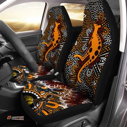 Australia Kangaroo Aboriginal inspired dot art background Car Seat Covers