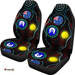 Car Seat Covers Aboriginal Dot Painting and Flag