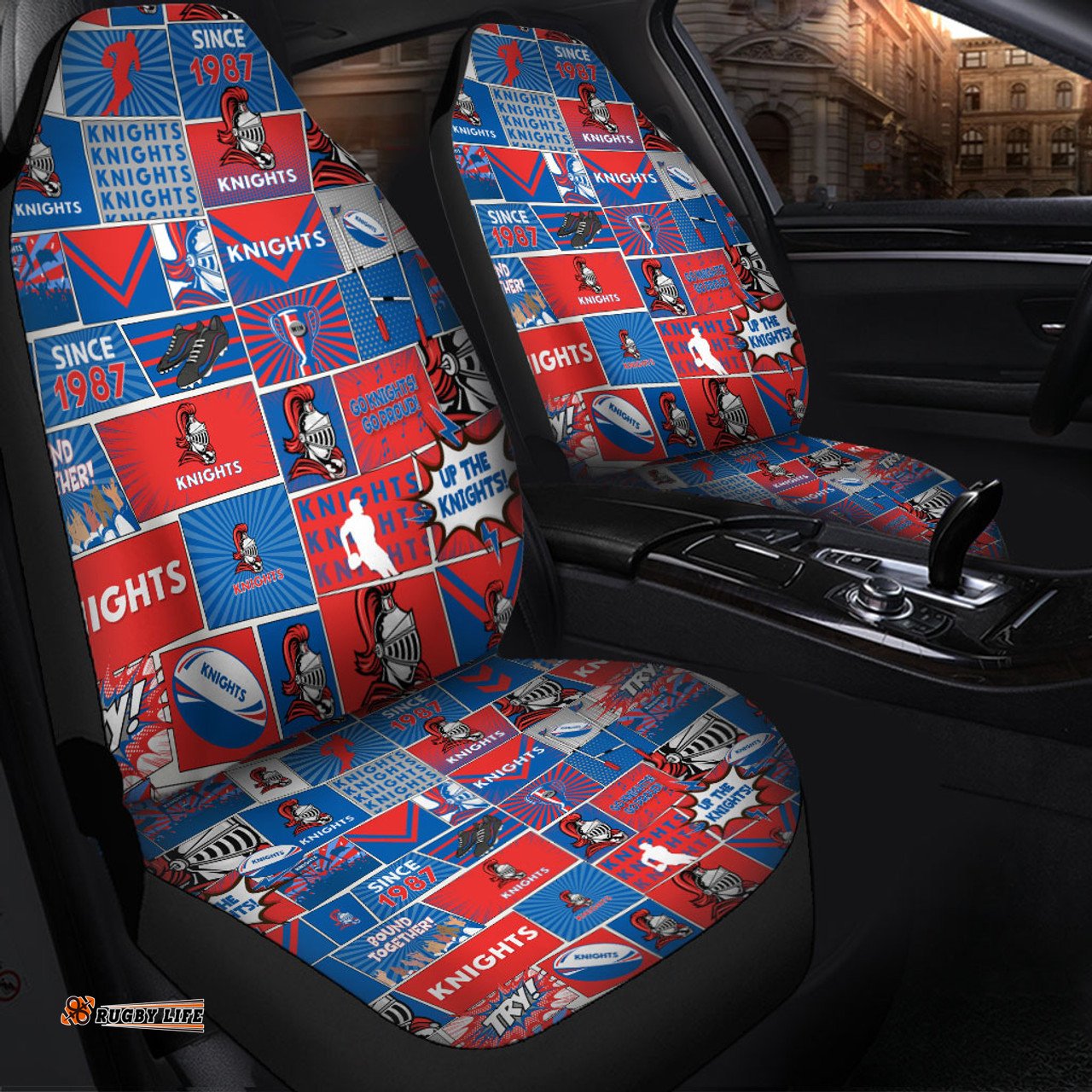 Newcastle Knights Team Of Us Die Hard Fan Supporters Comic Style Car Seat Covers